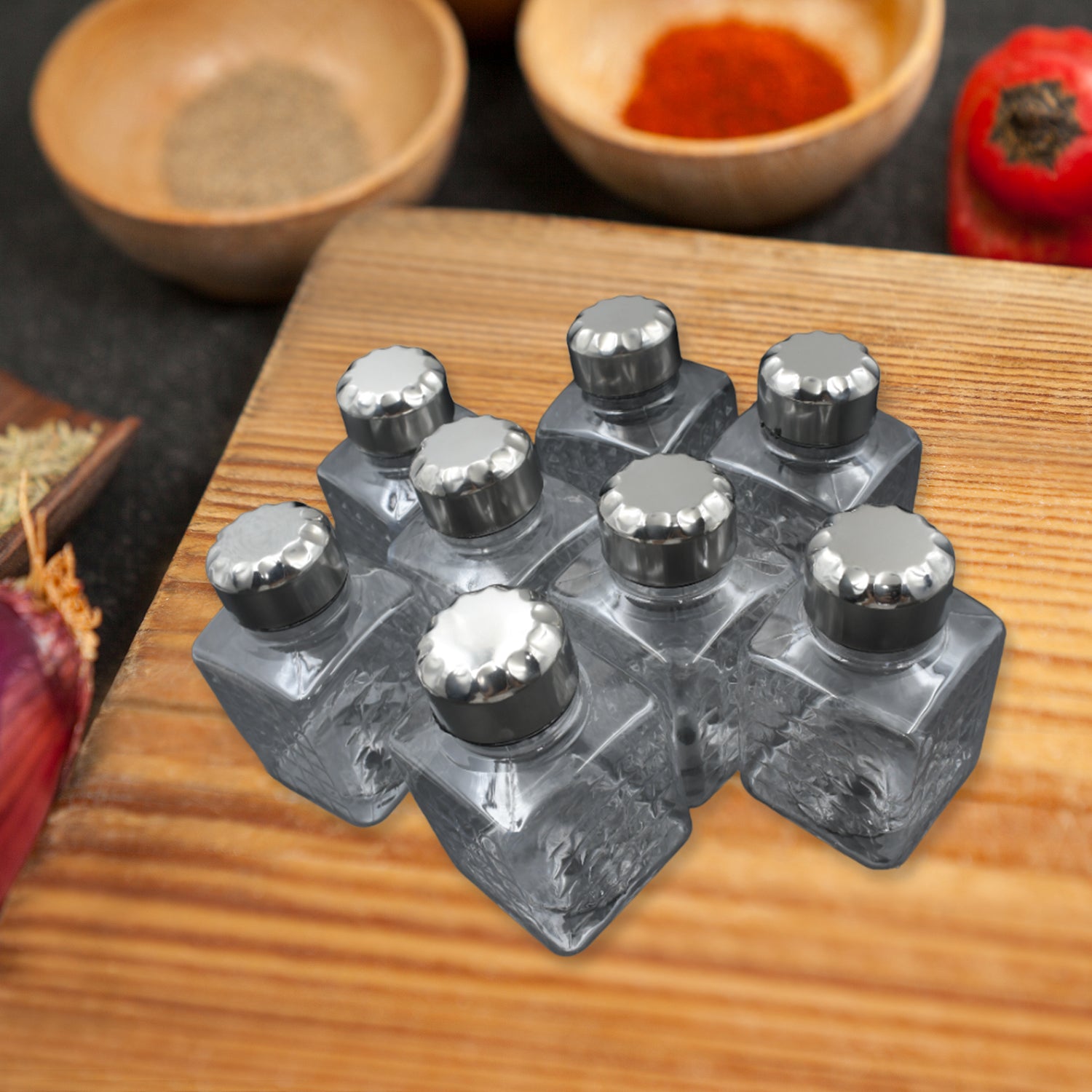 5502 All New Square 8 Bottle Design 360 Degree Revolving Spice Rack Container Condiment Pieces Set Square Small Container 5502 All New Square 8 Bottle Design 360 Degree Revolving Spice Rack Container Condiment Pieces Set Square Small Container